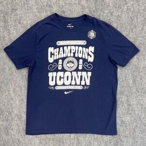 UConn Huskies T-Shirt Men's Large Nike Blue National‎ Champions Final Four Shirt